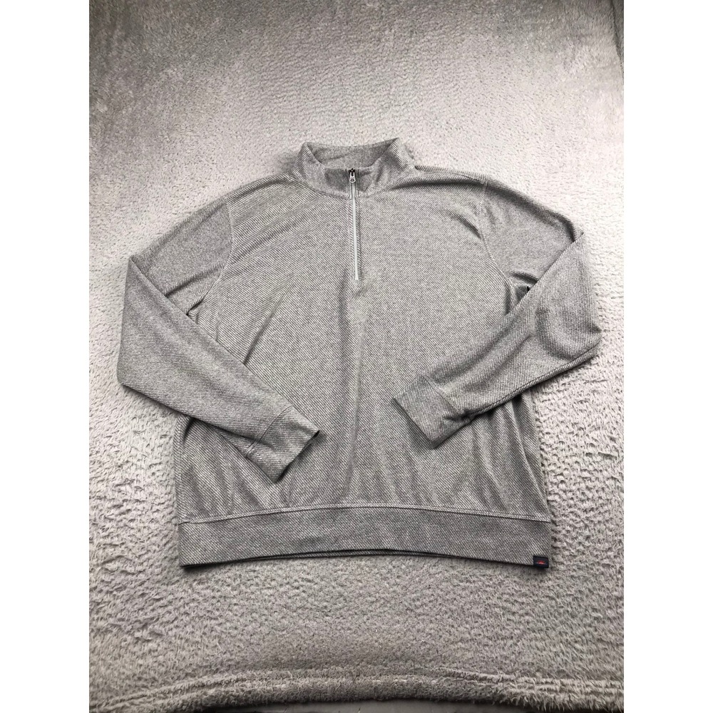 Faherty Legend Sweater 1/4 Zip Pullover Men XL Fossil Grey Twill Cotton Blend